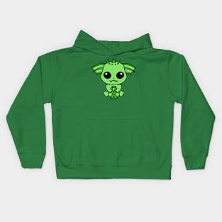 Cute Creature Holding an Awareness Ribbon (Green) Kids Hoodie